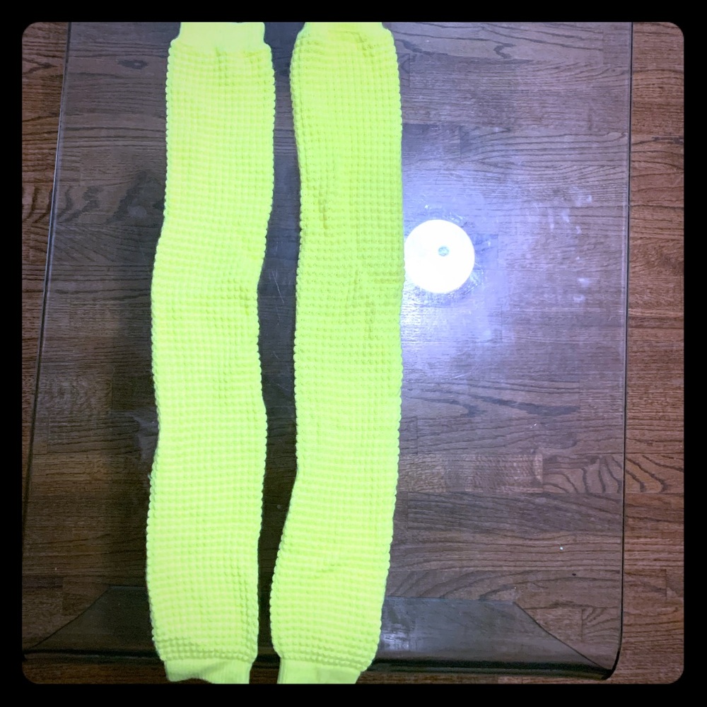 Neon over the knee leg warmers